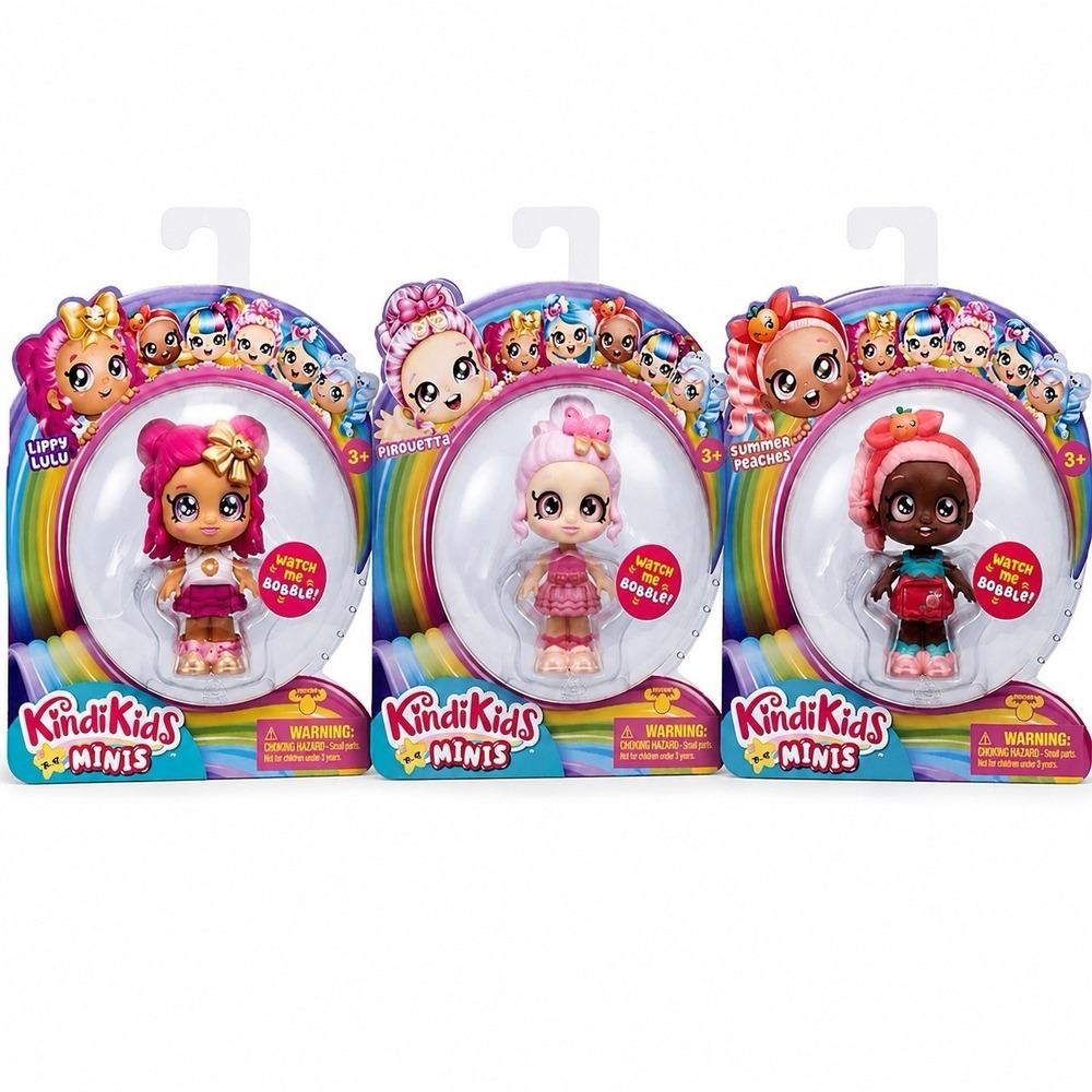 KindiKids Minis Lot Of 3 Dolls Set Lippy Lulu Pirouetta Summer Peaches NIB